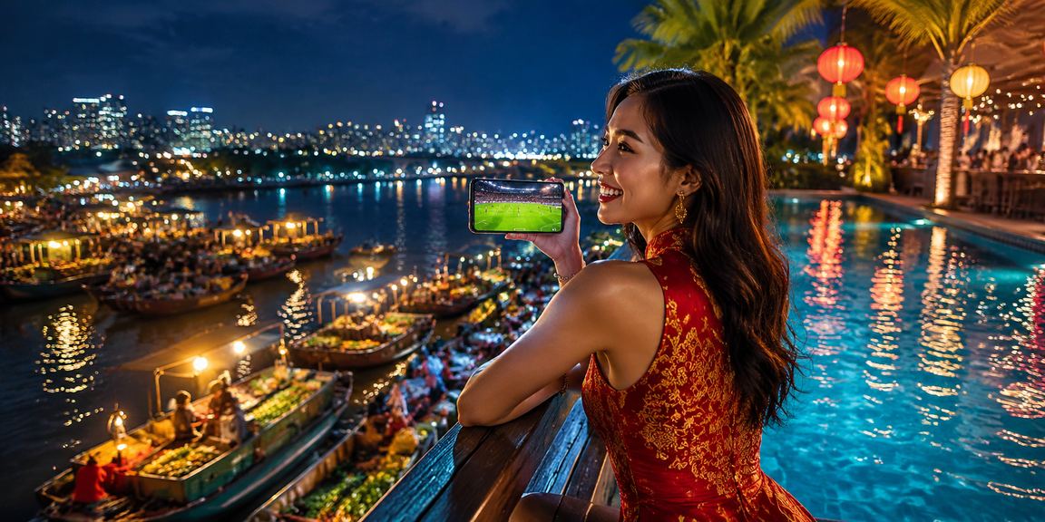Không khí lễ hội cá cược bóng đá sôi động tại Cần Thơ với màn hình hiển thị tỷ số và kèo trực tiếp