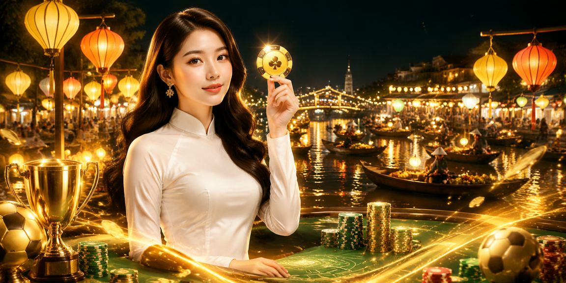 Khách du lịch và người dân Hội An trải nghiệm cá cược trực tuyến trên điện thoại trong không gian phố cổ về đêm