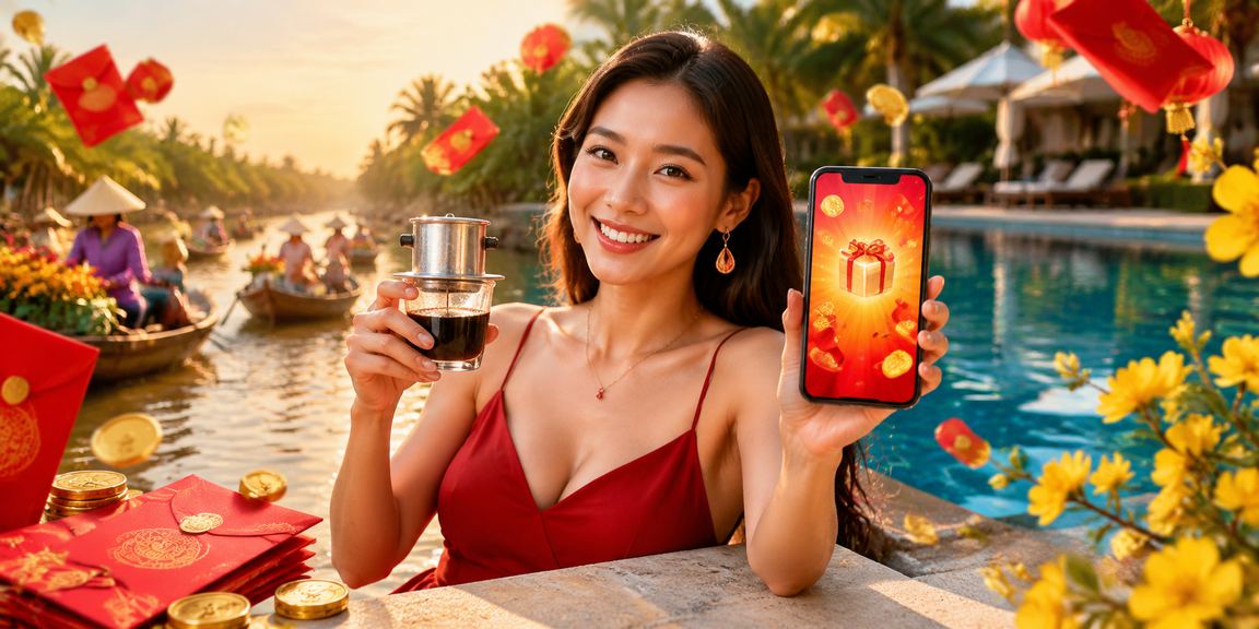 Người dùng vùng Mekong nhận phong bì thưởng qua ứng dụng l20 bên tách cà phê